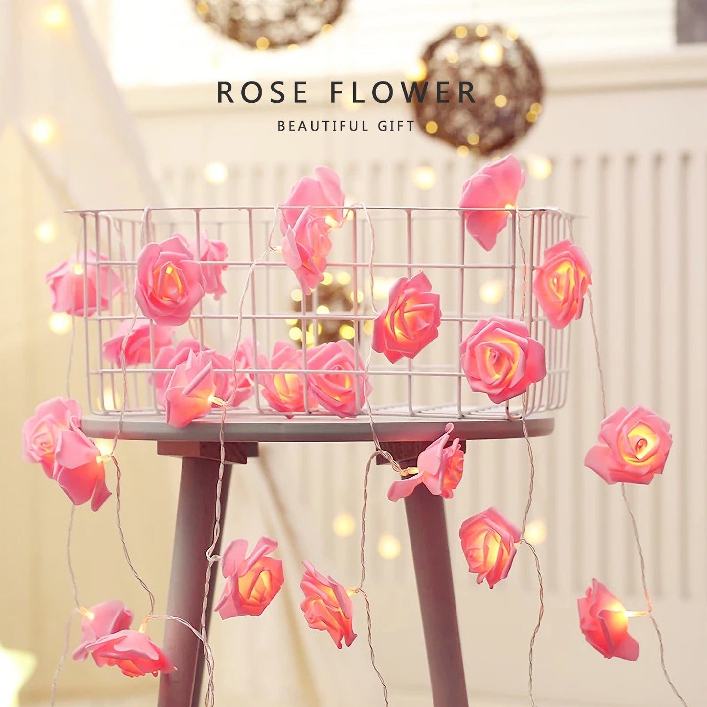 40 LED Rose Flower String Lights (10ft)